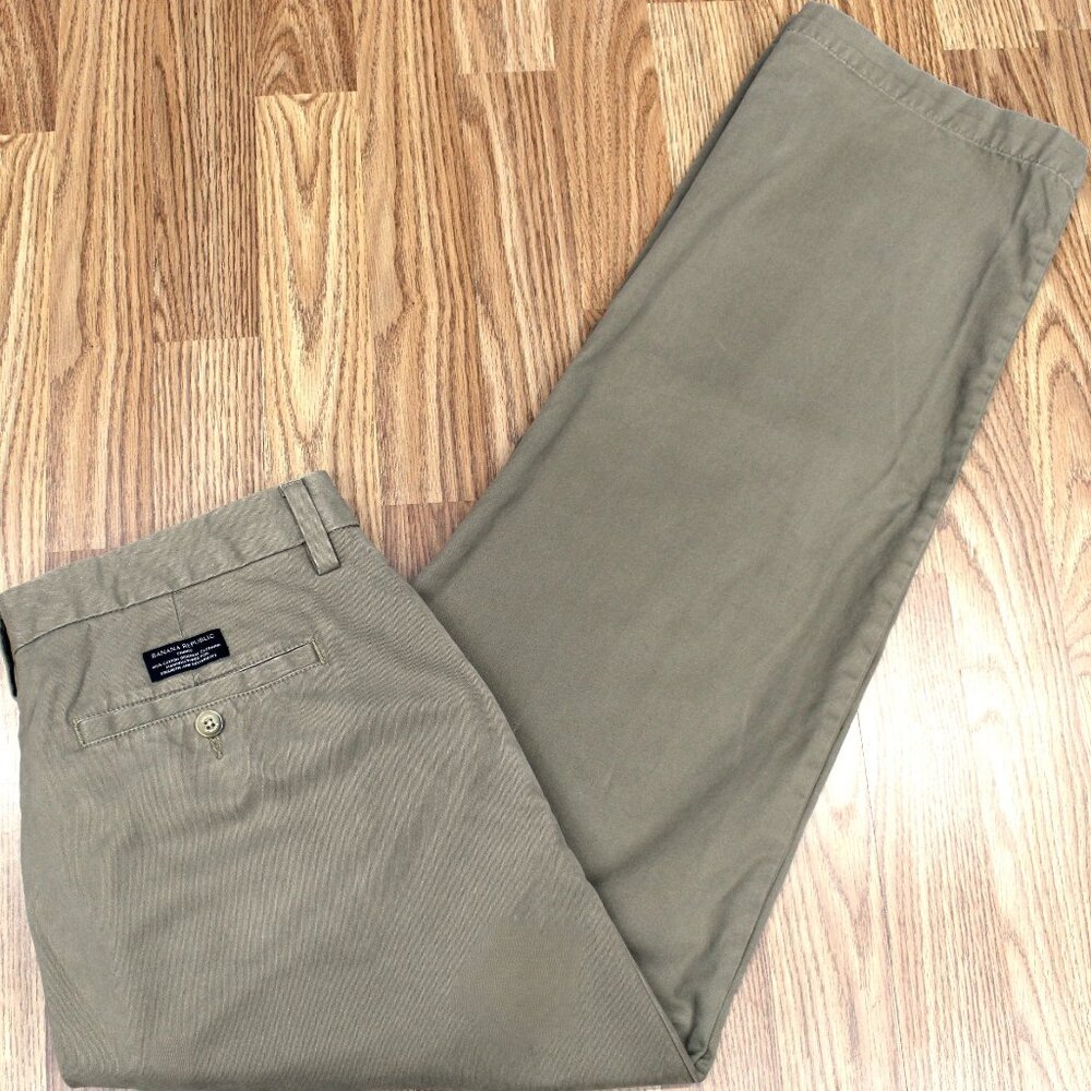 36x32 BANANA REPUBLIC AIDEN PANT 100% COTTON DARK KHAKI 36W x 32L